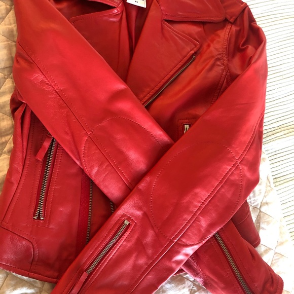 Red True Religion Lamb Leather Jacket size XS - Picture 16 of 16